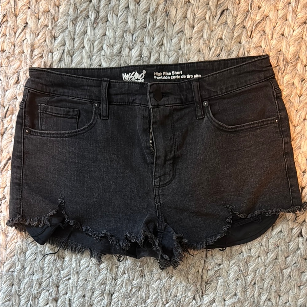 Black High Rise Distressed Shorts